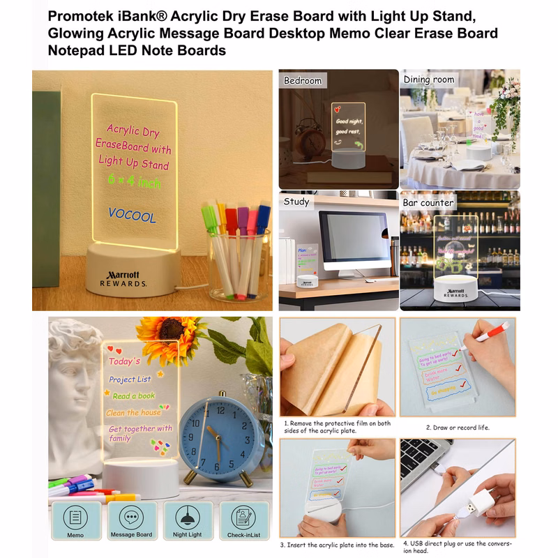 iBank ® Acrylic Erase Board with Light Up Stand, Glowing Message Board