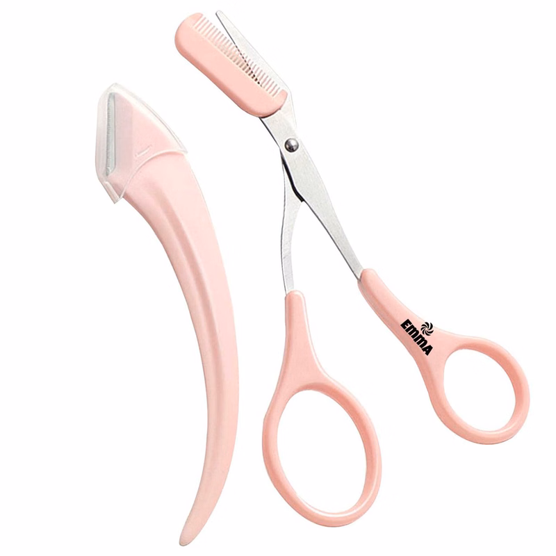 Eyebrow Trimmer Set Razor Scissors w/ Comb