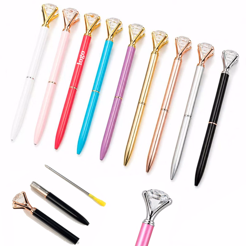 Diamond Accent Metal Ballpoint Writing Tool Custom Logo