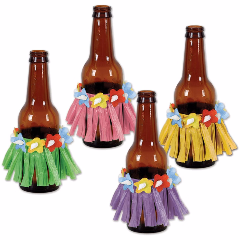 Drink Hula Skirts - Assorted Colors 3.5" 4 Pk