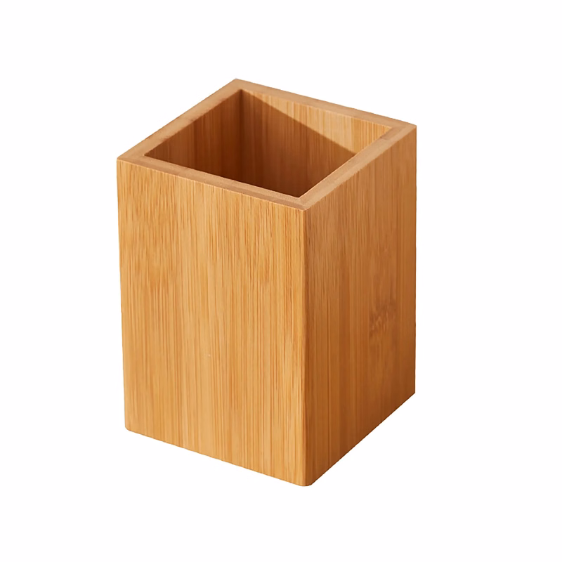 Bamboo Wood Desk Pen Holder