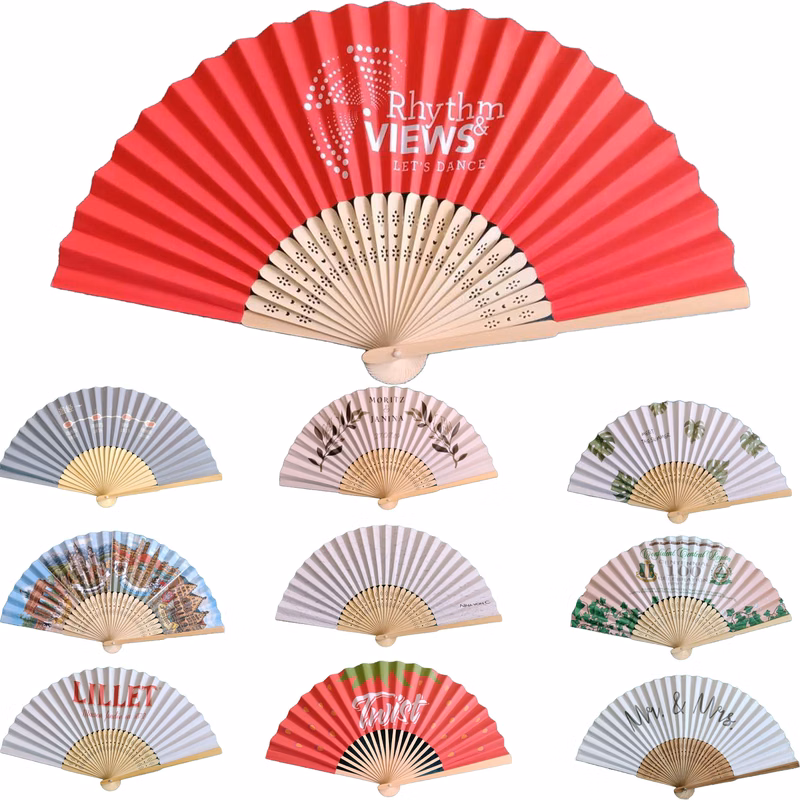 Folding Hand Fan With Bamboo Rib