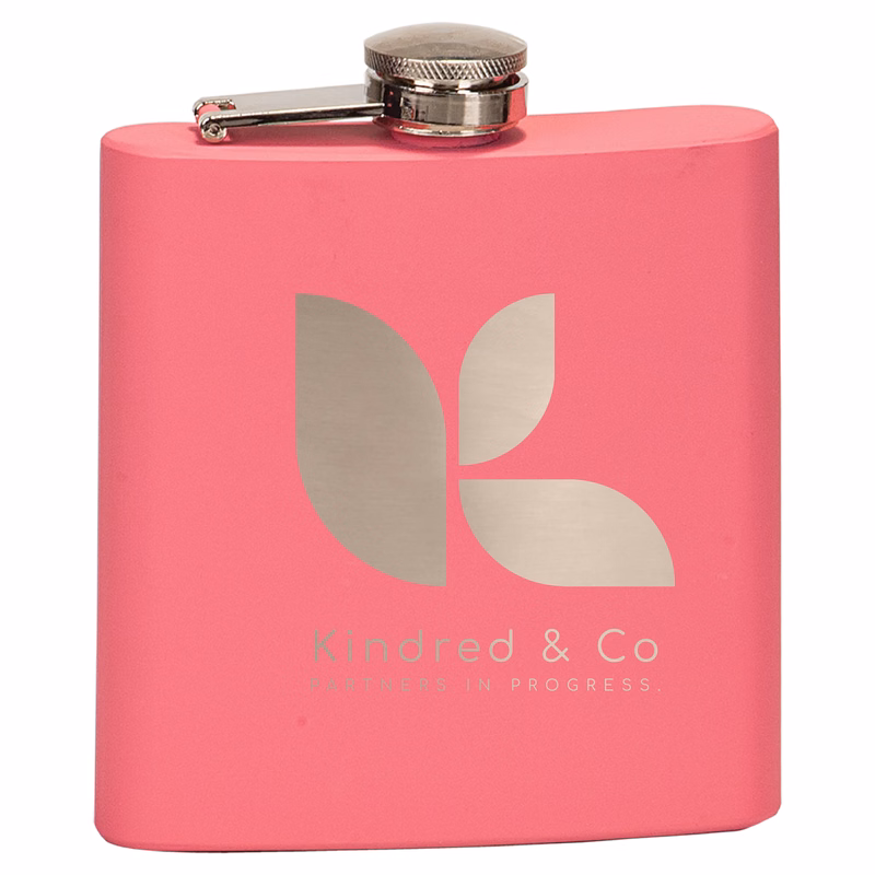6 oz. Matte Pink Stainless Steel Flask