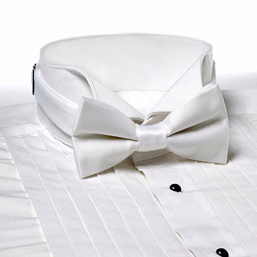 White Adjustable Banded Bow Tie