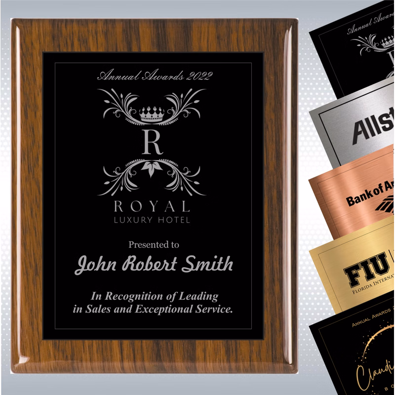 Walnut Piano Wood Plaque w/Choice of Single Engraved Plate