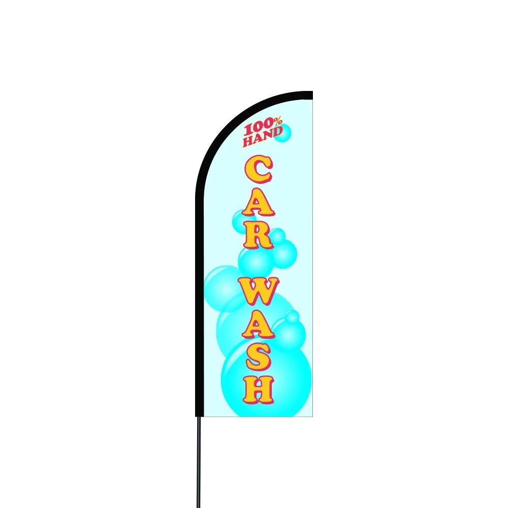 100% Hand Car Wash Flag Kit 11' Feet Feather Flag Sign Outdoor Banner 1