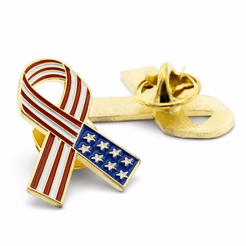 American Flag Ribbon - Die Struck Patriotic Lapel Pins