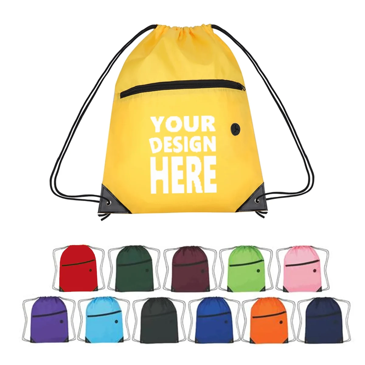Drawstring backpack With Front Zipper 1