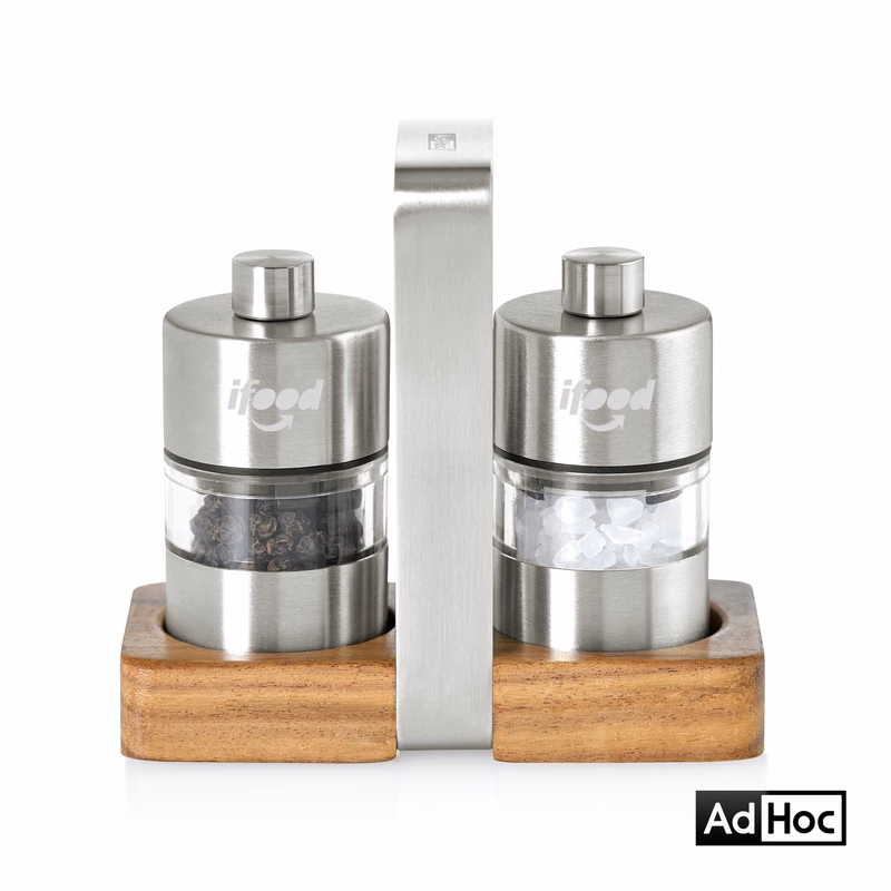 AdHoc® Menage Minimill S & P Mill Set w/Acacia Wood Base