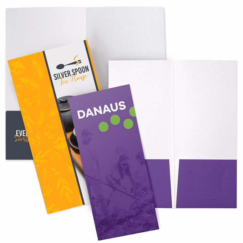 Mini Pocket Folder - Full Color Imprint Std. White Gloss