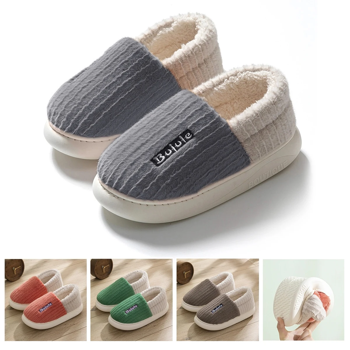 Comfy Faux Fur House Slipper Scuff Foam Slip Anti-Skid Sole 1