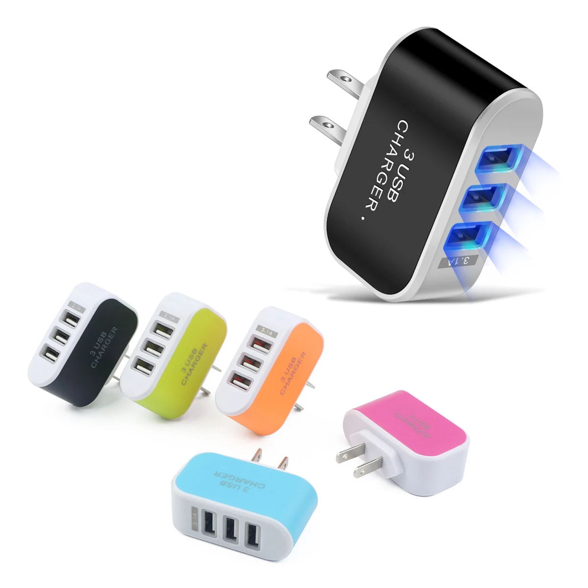 USB Fast Universal Power Charger with 3 Port MOQ 50pcs 1