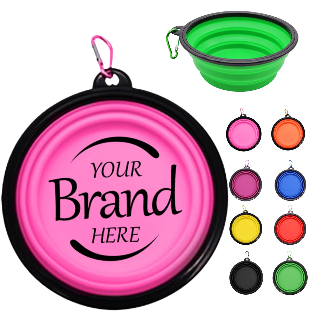 Foldable TPE Pet Bowl With Carabiner 1