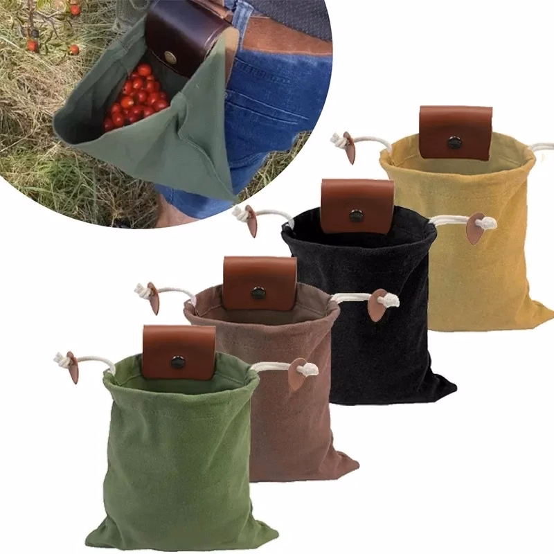 Mushroom Foraging Bag Waxed Canvas Collapsible CampingPouch