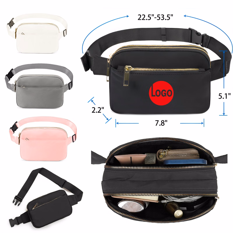Versatile Solid Color Multi Pocket Waist Bag