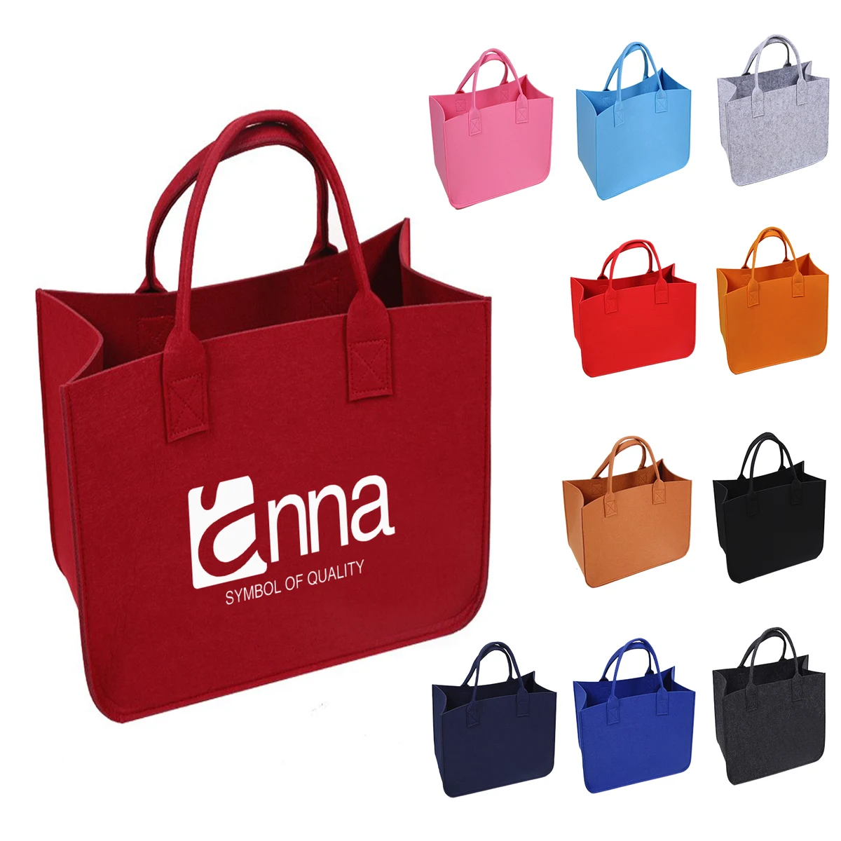 Felt Solid Color Tote Bag 1