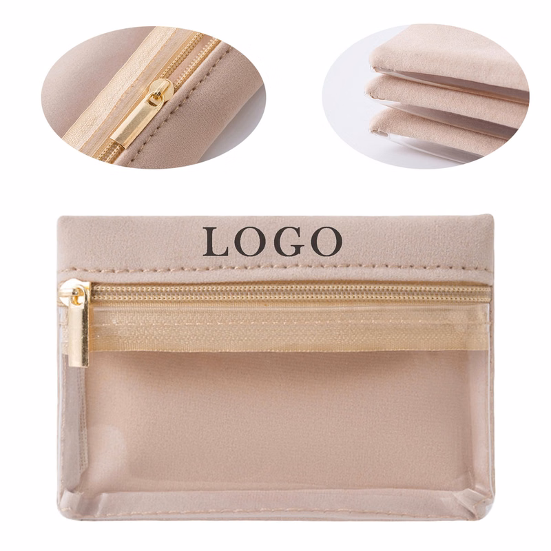 Clear Velvet Zipper Pockets Jewelry Storage Bag