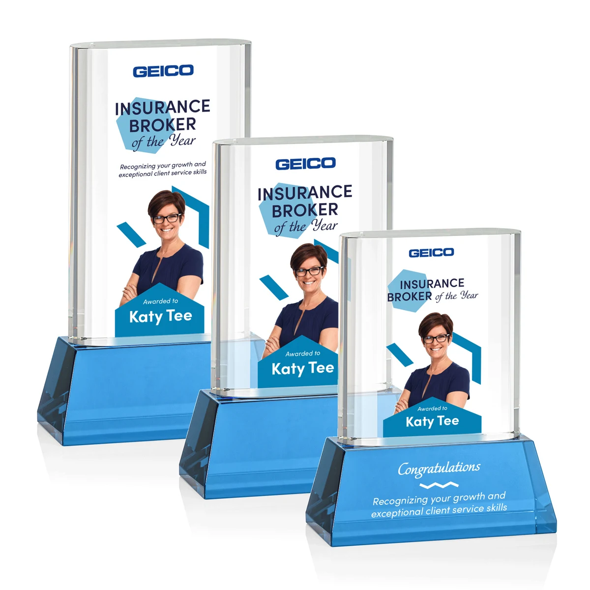Merit VividPrint™ Award on Base - Sky Blue 1