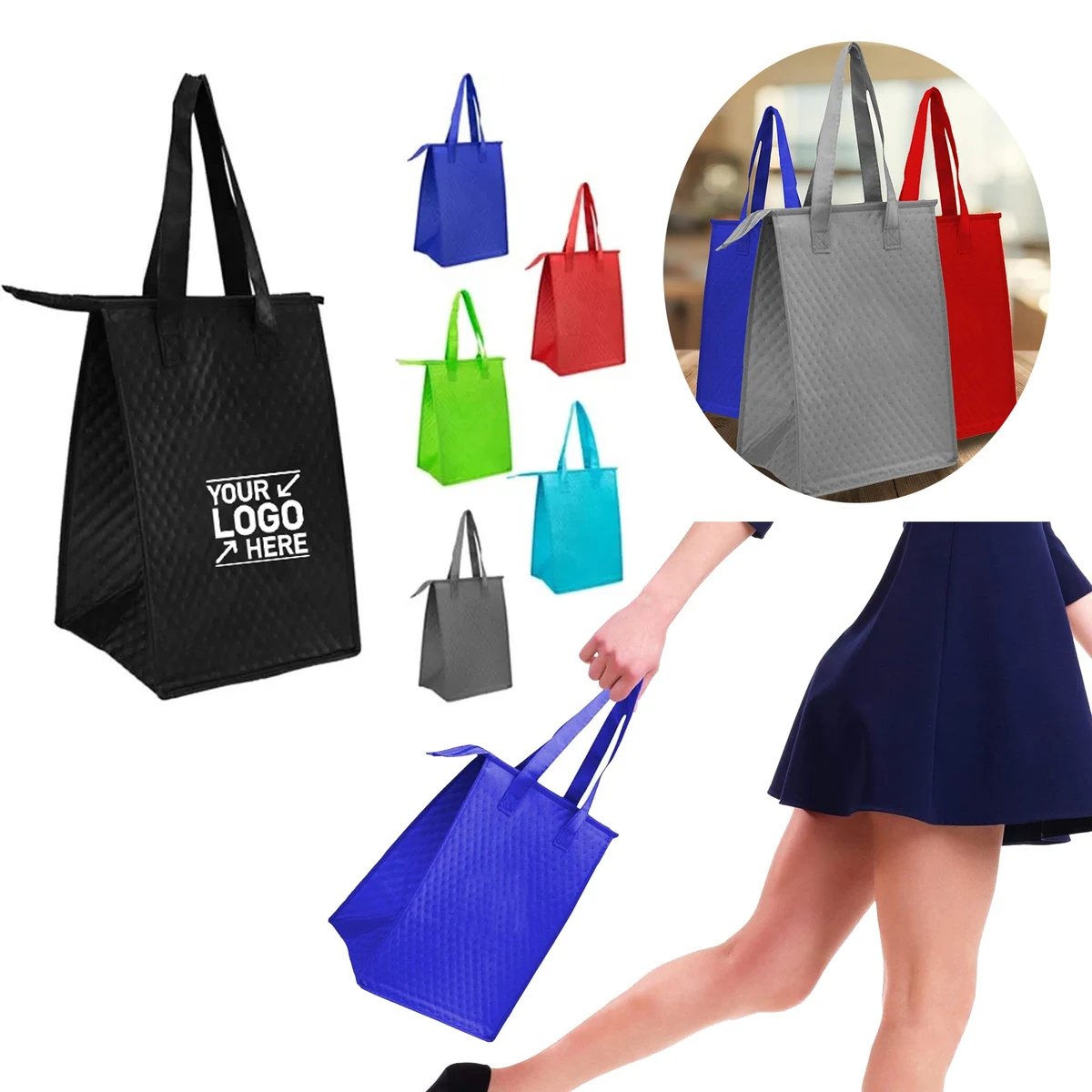 Custom Non-Woven Insulated Tote Bags Insulated Market Bag Lunch Cooler Bag 1