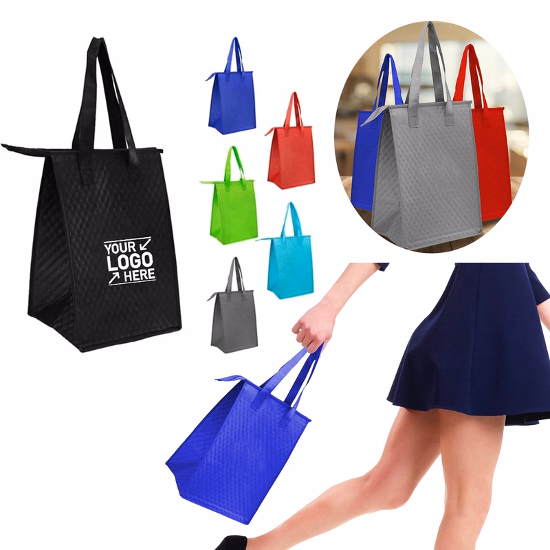 Custom Non-Woven Insulated Tote Bags Insulated Market Bag Lunch Cooler Bag