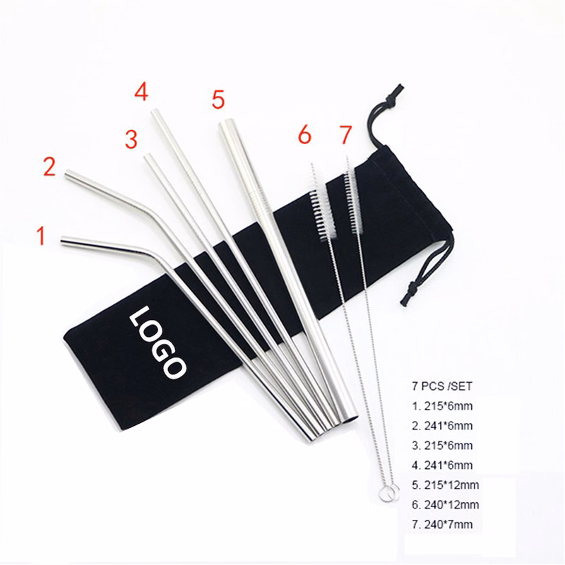 Set Of 7 Stainless Steel Straw