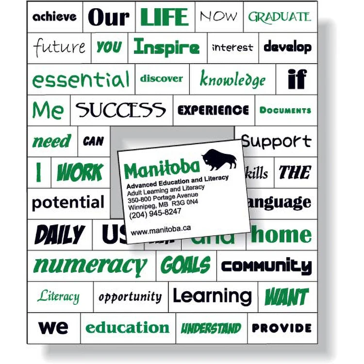 Magnetic Word Set (44 pieces), Screen-printed, White Matte Vinyl Topcoat 1