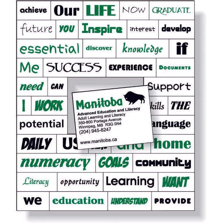 Magnetic Word Set (44 pieces), Screen-printed, White Matte Vinyl Topcoat
