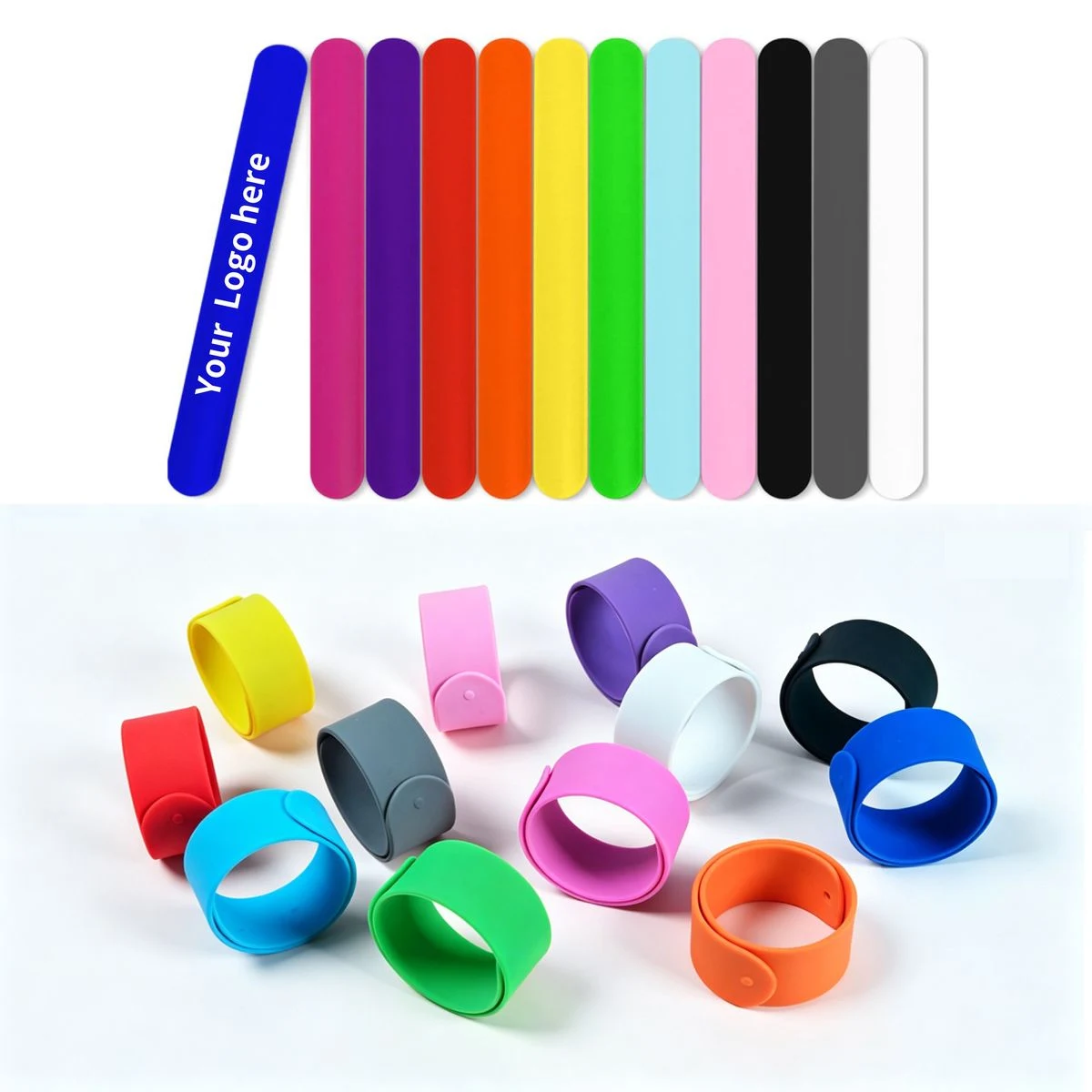 Reusable Custom Logo Silicone Slap Bracelet 1