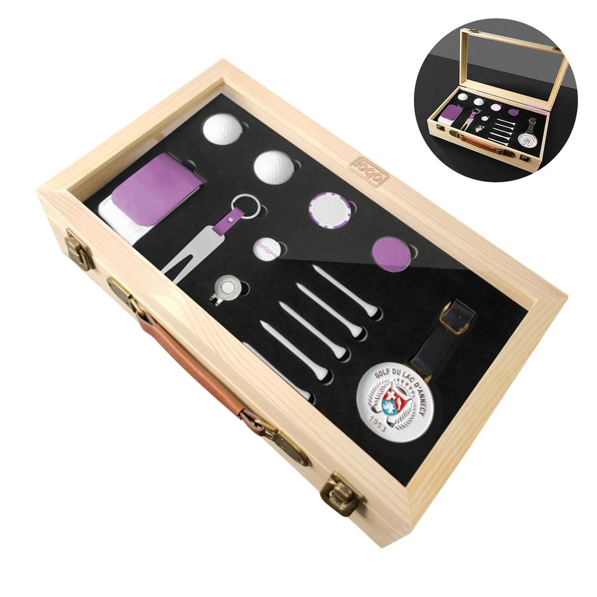 Golf Accessories Set w/ Wooden Case 1