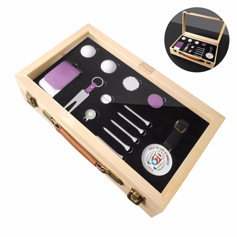 Golf Accessories Set w/ Wooden Case