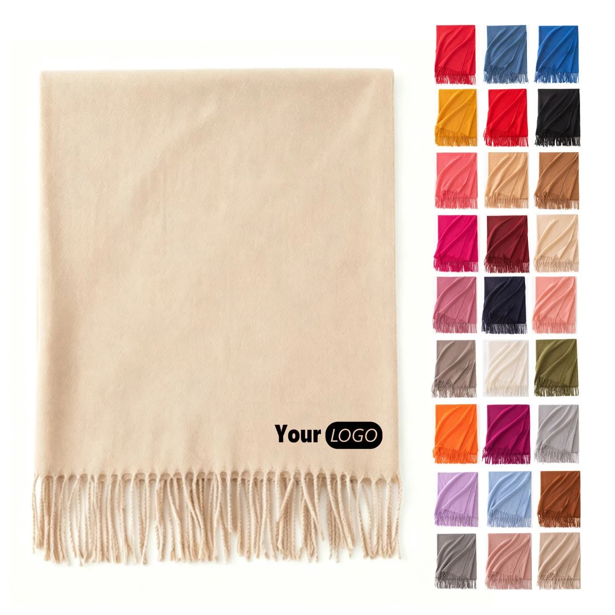 Solid Color Tassel Scarf For Seasonal Outdoor Wear 1