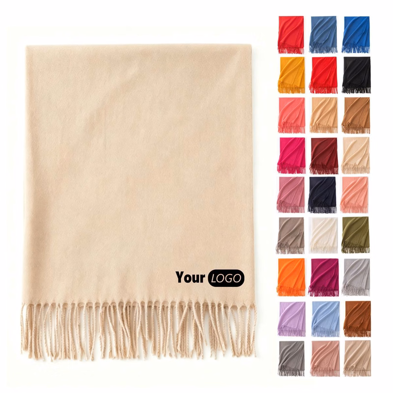 Solid Color Tassel Scarf For Seasonal Outdoor Wear
