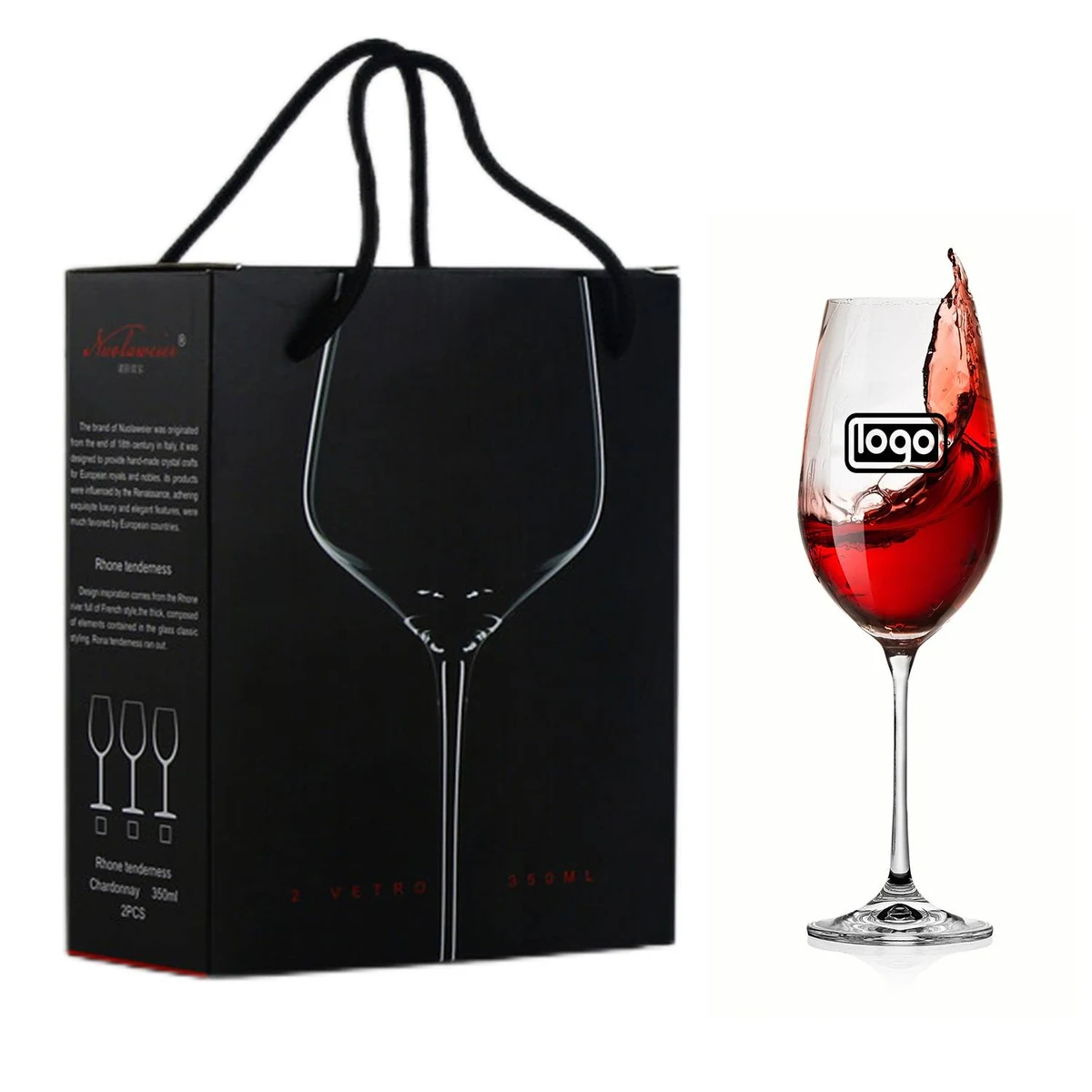 12oz Italian Style Crystal Bordeaux Wine Glasses 1