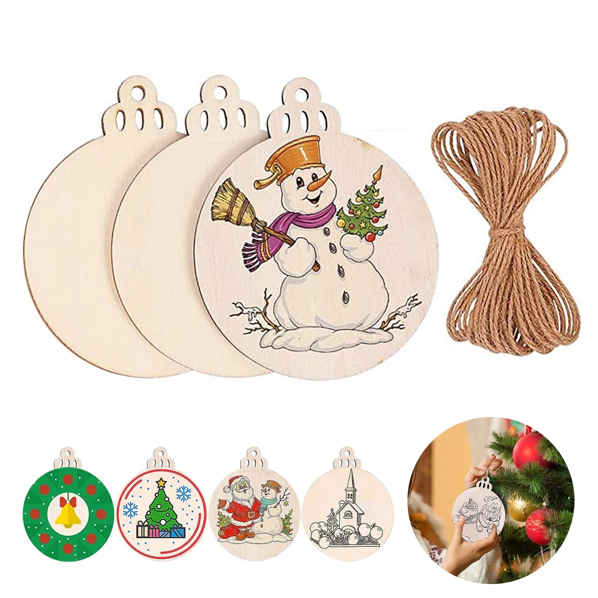 Wooden Christmas Ornaments Slices Circles 1