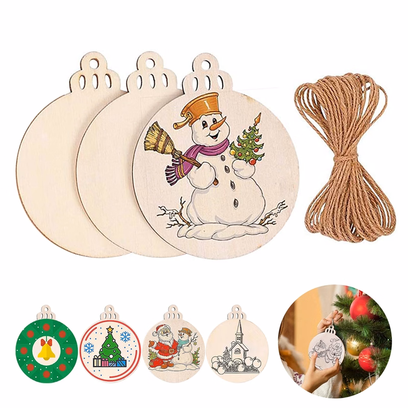 Wooden Christmas Ornaments Slices Circles