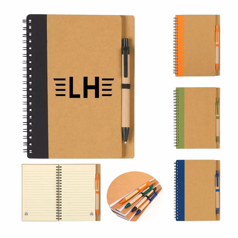 Lined Spiral Notebook With Ballpoint Pen