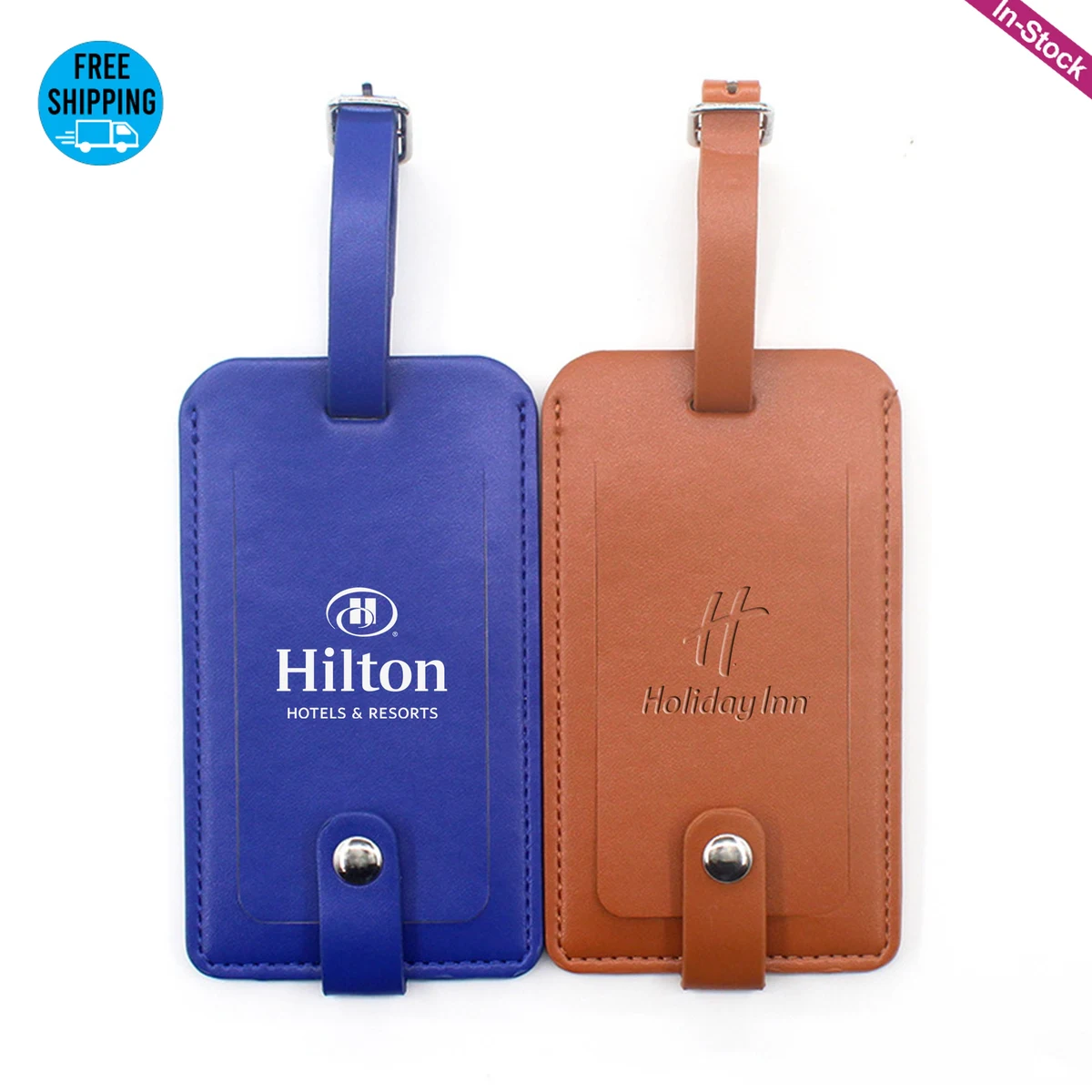 Premium Vegan Leather Luggage Tags Lable Holder with Snap 1
