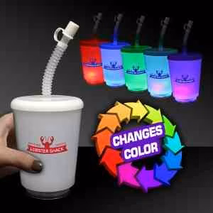 12 Ounce LED Cup with Lid and Straw