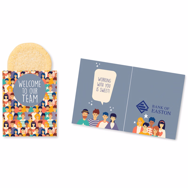 One Color Foil-Stamped Stock Welcoming Mini Sweeter Card with Single Sugar Cookie