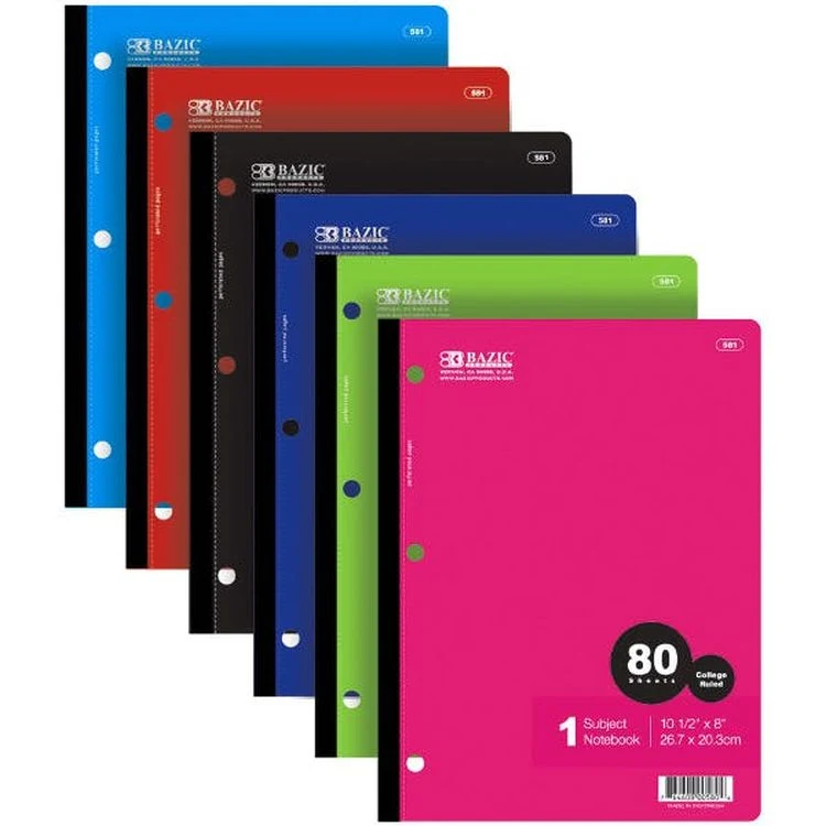 College Ruled Wireless Notebook - 80 Sheets 1 Subject 6 Colors 1