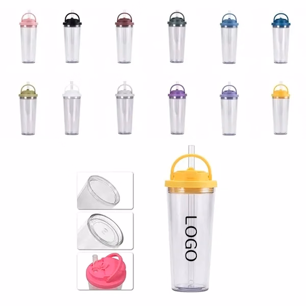 24 oz Boba Tumbler with Insulated Cup and Lid Straw