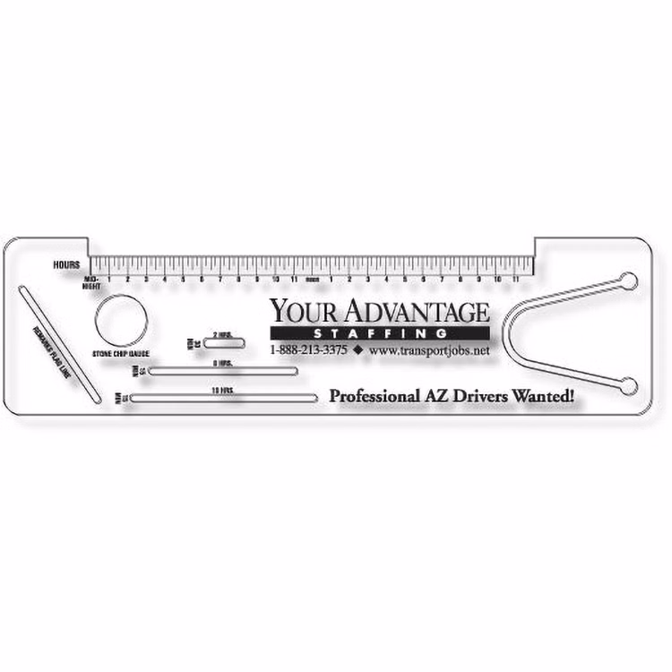 .020 Clear Plastic Logbook Ruler, Stock Shape LBR3 (2.42"x8.84"), Spot Colour