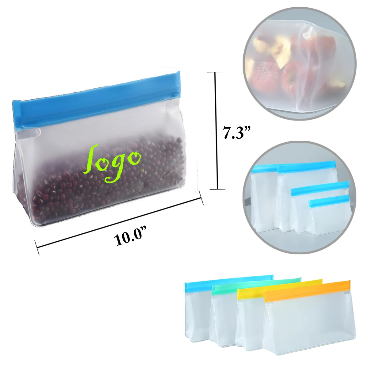 MOQ100 Medium PEVA Food Storage Bags 1