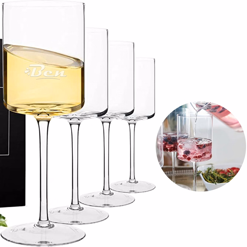 15oz Square Plastic Stemmed Wine Glass