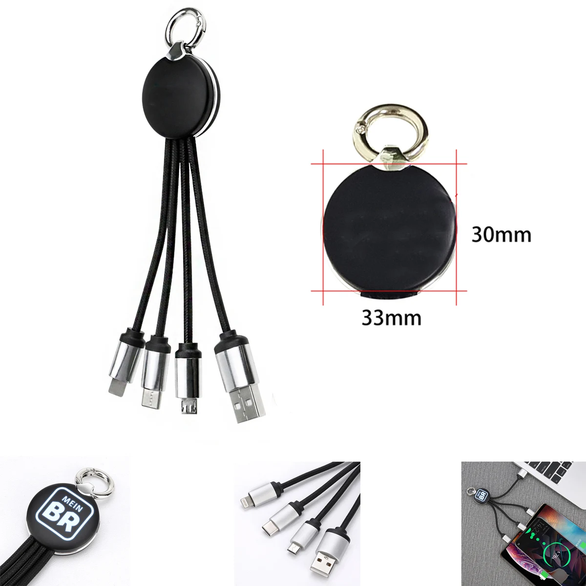 3 in 1 Multi Charging Cable with Key Ring 1