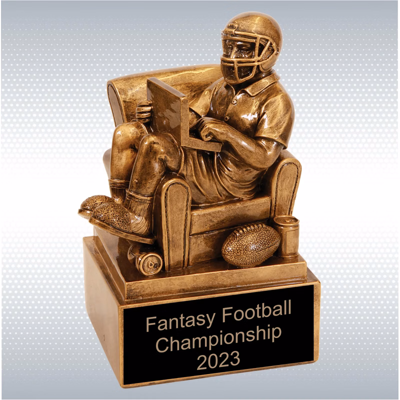 Antique Gold Fantasy Football Man in Chair