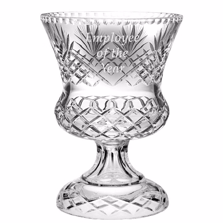 10" Lead Crystal Giant Vase Shown Sitting (Not Attached) On Optional Black Base