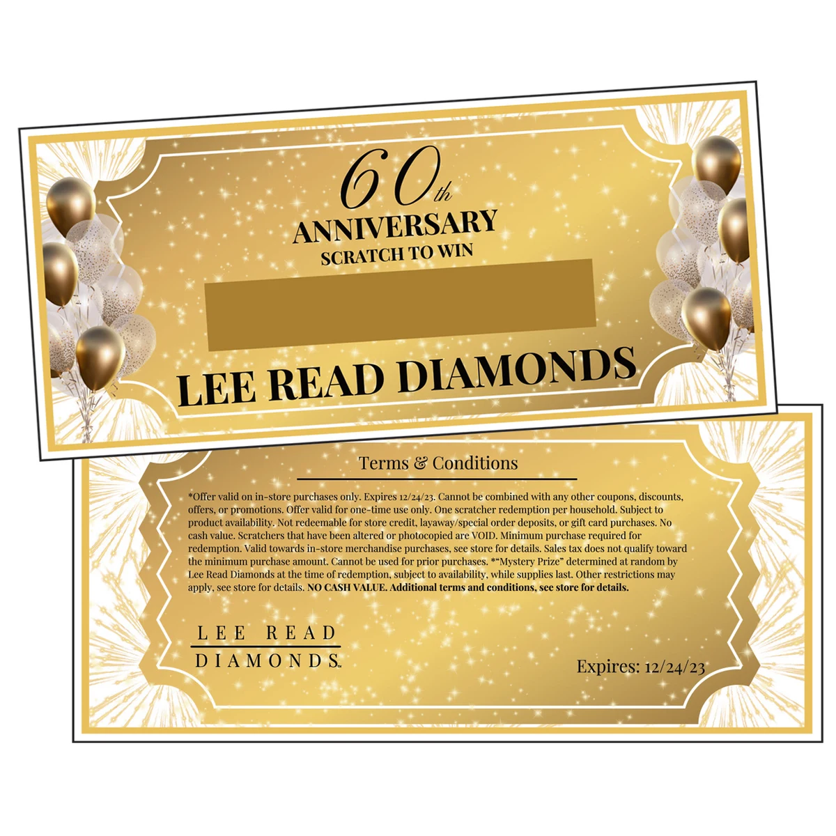 2.25 x 5.0" Scratch-Off Card - 4/4 Print 1