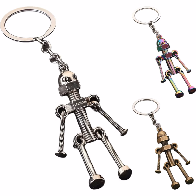 Metal Robot-Shaped Keychain