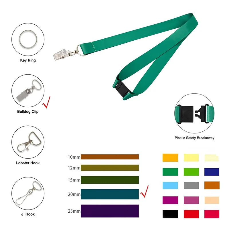 3/4" Wide Dye-Sublimated Polyester Lanyard W/ Metal Bulldog Clip & Plastic Safety Breakaway 1